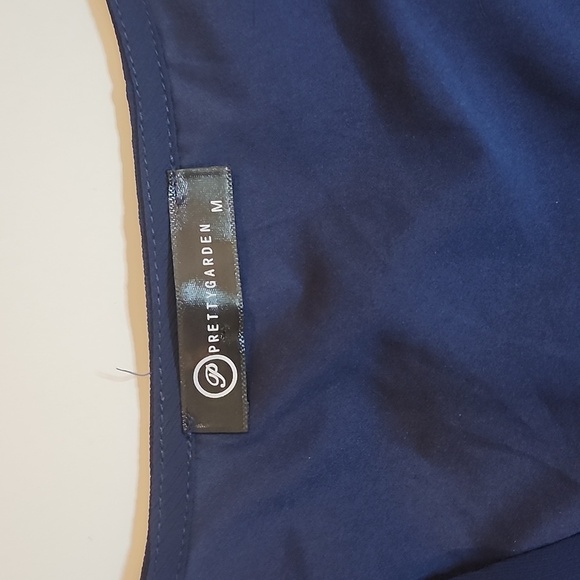 P Prettygarden Elegant Navy Blue Ruffle Dress - Picture 5 of 8